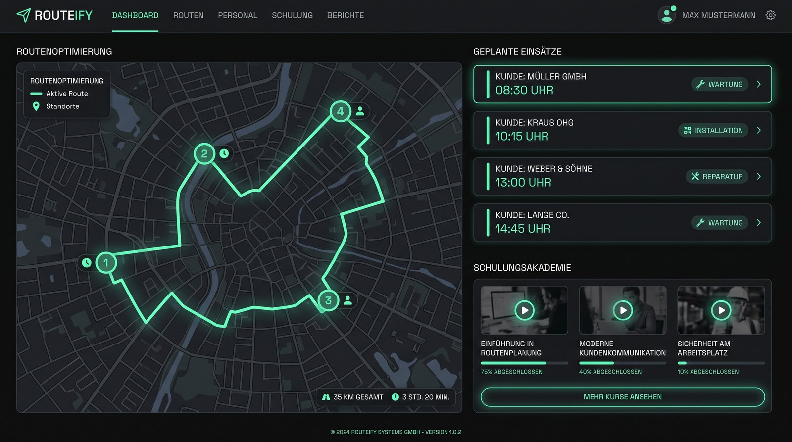 Routen- & Academy-System UI